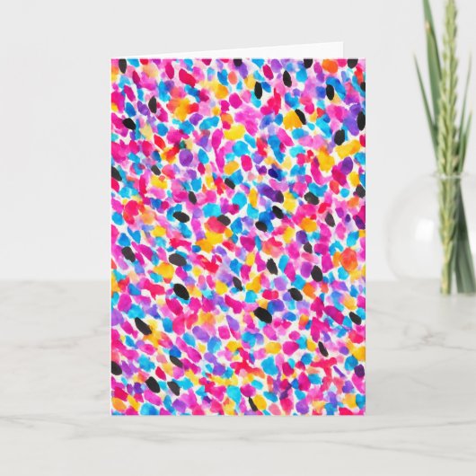 Fel gekleurde Abstracte Waterverf Groet Kaart (Voorkant)