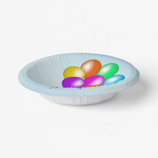 Fel gekleurde Bunch Verjaardag Ballonnen Linten Papieren Kommen (Gebogen)