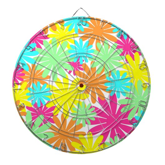 Fel gekleurde daisy bloemen dartbord (Voorkant)
