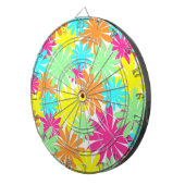Fel gekleurde daisy bloemen dartbord (Voorkant Rechts)