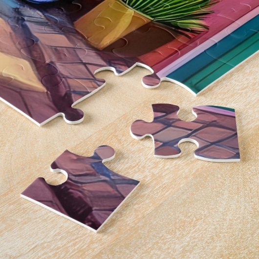 Fel gekleurde gebouwen legpuzzel (Zijkant)