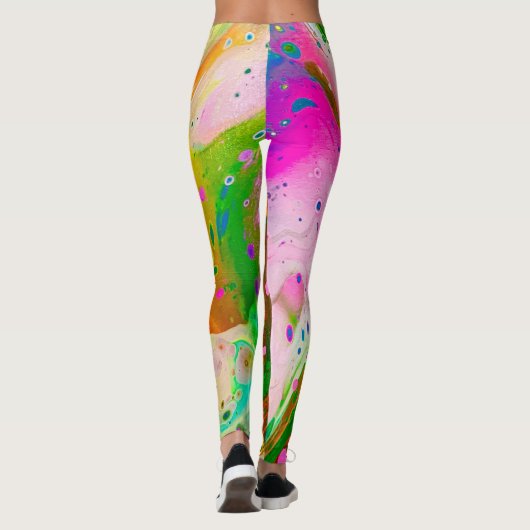Fel gekleurde gemarmerde Abstracte werveling Leggi Leggings (Achterkant)