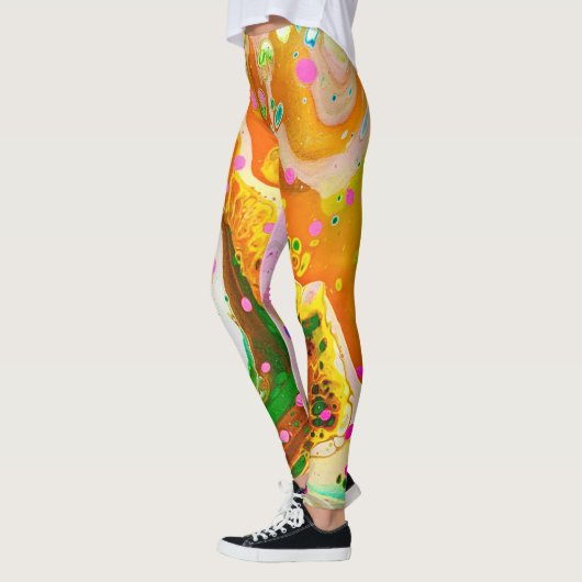 Fel gekleurde gemarmerde Abstracte werveling Leggi Leggings (Links)