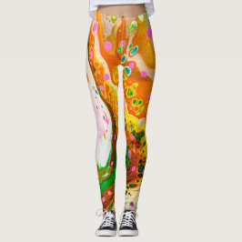 Fel gekleurde gemarmerde Abstracte werveling Leggi Leggings