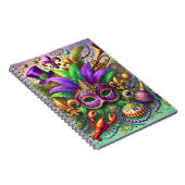 FEL GEKLEURDE MARDI GRAS MASKER PET KRALEN VEER NOTITIEBOEK (Rechterzijde)