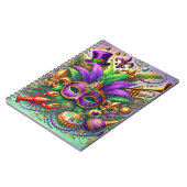 FEL GEKLEURDE MARDI GRAS MASKER PET KRALEN VEER NOTITIEBOEK (Linkerzijde)