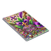 FEL GEKLEURDE MARDI GRAS MASKER PET KRALEN VEER NOTITIEBOEK (Rechterzijde)