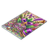 FEL GEKLEURDE MARDI GRAS MASKER PET KRALEN VEER NOTITIEBOEK (Linkerzijde)