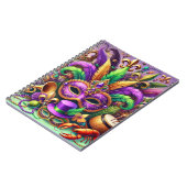 FEL GEKLEURDE MARDI GRAS MASKER PET KRALEN VEER NOTITIEBOEK (Linkerzijde)