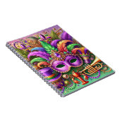 FEL GEKLEURDE MARDI GRAS MASKER PET KRALEN VEER NOTITIEBOEK (Rechterzijde)