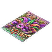 FEL GEKLEURDE MARDI GRAS MASKER PET KRALEN VEER NOTITIEBOEK (Linkerzijde)