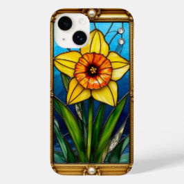 Fel gekleurde narcis in Gouden Lijst Case-Mate iPhone 14 Hoesje