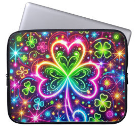 FEL GEKLEURDE NEON LOOK IERSE SHAMROCKS LAPTOP SLEEVE
