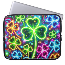 FEL GEKLEURDE NEON LOOK IERSE SHAMROCKS LAPTOP SLEEVE