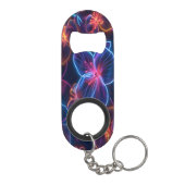 Fel gekleurde neonbloemen op een donkere achtergro mini flessenopener (Achterkant)