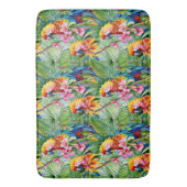 Fel gekleurde papegaaien en tropische bloemen badmat (Voorkant Verticaal)