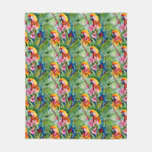 Fel gekleurde papegaaien en tropische bloemen fleece deken (Voorkant)