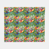 Fel gekleurde papegaaien en tropische bloemen fleece deken (Voorkant (Horizontaal))
