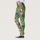 Fel gekleurde papegaaien en tropische bloemen leggings (Links)