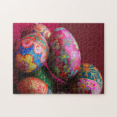 Fel gekleurde pysanky paaseieren met tekst spa legpuzzel (Horizontaal)