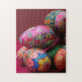 Fel gekleurde pysanky paaseieren met tekst spa legpuzzel