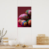 Fel gekleurde pysanky paaseieren met tekst spa poster (Keuken)