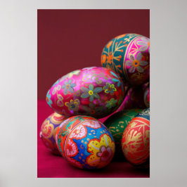 Fel gekleurde pysanky paaseieren met tekst spa poster