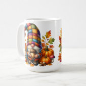 FEL GEKLEURDE SCHATTIGEE PATCHWORK HERFST GNOMES KOFFIEMOK (Voorkant links)