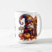 FEL GEKLEURDE SCHATTIGEE PATCHWORK HERFST GNOMES KOFFIEMOK (Voorkant rechts)