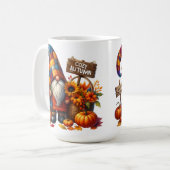 FEL GEKLEURDE SCHATTIGEE PATCHWORK HERFST GNOMES KOFFIEMOK (Voorkant links)