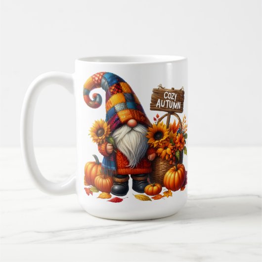 FEL GEKLEURDE SCHATTIGEE PATCHWORK HERFST GNOMES KOFFIEMOK (Links)