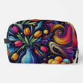 Fel gekleurde tulpen in een vaas toilettasje (Voorkant)