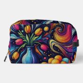 Fel gekleurde tulpen in een vaas toilettasje (Achterkant)