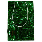 fel groen glanzend kerstboomblad medium cadeauzakje (Voorkant)
