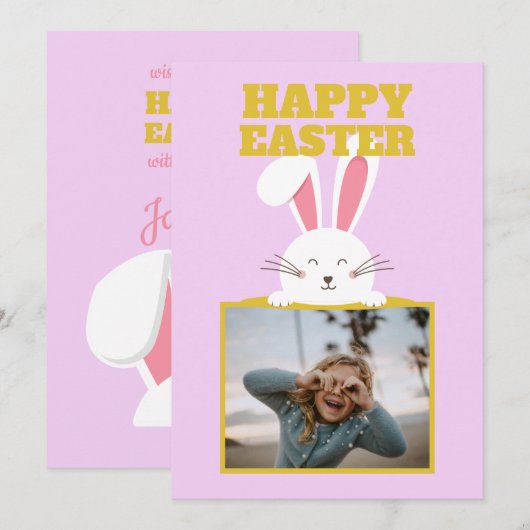 fel kleurrijke , schattige cartoon bunny foto east feestdagenkaart (Voorkant / Achterkant)