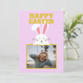 fel kleurrijke , schattige cartoon bunny foto east feestdagenkaart (Staand voorkant)