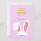 fel kleurrijke , schattige cartoon bunny foto east feestdagenkaart (Achterkant)