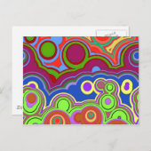 fel retro hippie ringen briefkaart (Voorkant / Achterkant)