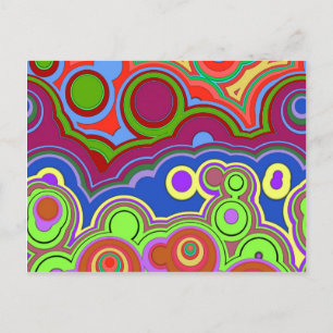 fel retro hippie ringen briefkaart