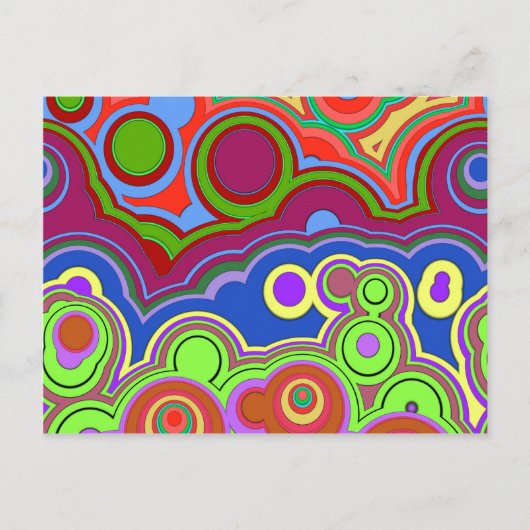 fel retro hippie ringen briefkaart (Voorkant)