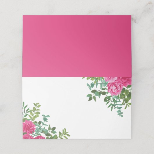 Fel Roze Bloemige Trouwplek of Escortkaart Plaatskaartje (Buitenkant ongevouwen)