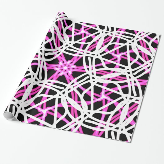 Fel roze caleidoscooppatroon cadeaupapier (Uitgerold)