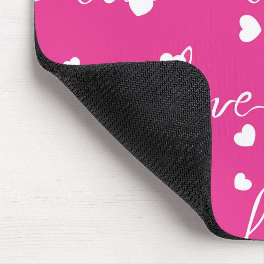 FEL ROZE MET WIT SCRIPT LIEFDE MUISMAT (Hoek)