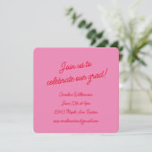 Fel Roze Rode Script Foto Chic Afstudeerfeest Kaart (Staand voorkant)