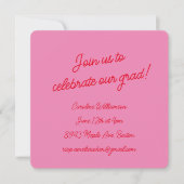 Fel Roze Rode Script Foto Chic Afstudeerfeest Kaart (Voorkant)