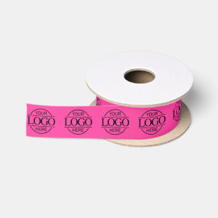 Fel Roze Zakelijk Logo Merk Professioneel Satijnen Lint