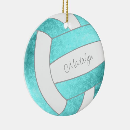fel turkooizen aangepaste naam keepomwille volleyb keramisch ornament (Rechts)
