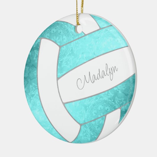 fel turkooizen aangepaste naam keepomwille volleyb keramisch ornament (Links)