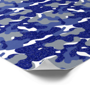 Felblauw Camouflage Glans Camo Leger Soldaat Poster