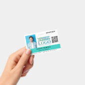 Felblauw Robin Ei Logo Foto QR Code Personeels-ID Badge (Handheld)